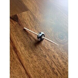 Trollbeads 925 Glass Black With White Hearts Single Bead Charm